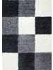 KADIMA DESIGN Teppich Hochflor Shaggy Waschbar Karo RHEIN Strapazierfähig in Schwarz