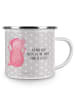 Mr. & Mrs. Panda Emaille Tasse Axolotl Hurra mit Spruch in Grau Pastell