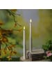 MARELIDA 2x LED Stabkerzen Outdoor Tafelkerzen Timer H: 25,5cm weiß