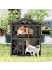 COSTWAY Katzenhaus Rattan in Grau