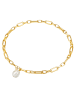 Lulu & Jane Perlen-Kette aus Metall-Legierung mit Muschelkernperle in gelbgold