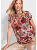 GOLDNER Blusenshirt Kurzarm Oberteil mit floralem Design in pfirsich / gemustert
