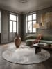 KADIMA DESIGN Teppich rund Floral pflegeleicht Wohnzimmer Schlafzimmer Flur Esszimmer in Grau