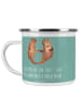 Mr. & Mrs. Panda Camping Emaille Tasse Brautpaar Herzen mit Spruch in Meeresbrise