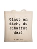 Mr. & Mrs. Panda Tasche Spruch Schulanfang Glaube mit Spruch in Creme