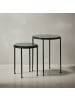 KADIMA DESIGN Beistelltisch 2er Set Schwarz Design Satztisch Glas Metall Rund,