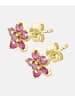 Vanlere Ohrstecker aus 375 Gelbgold mit Rubin Blumen-Design