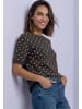 Street One Kurzarm Feinstrickpullover mit Rundhals und Muster in Black Coffee
