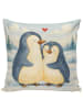 Mr. & Mrs. Panda Sofakissen Pinguin umarmen Design ohne Spruch in Weiß