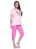 NORMANN Capri Schlafanzug Capri Pyjama HerzchenMuster - 79909 in rosa
