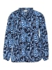 KAFFE curve Langarm-Bluse KCellena in Blue Flower Leaf Print