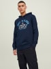 Jack & Jones Warmer Logo Print Hoodie Sweater Pullover JJELOGO in Navy