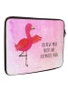 Mr. & Mrs. Panda Laptop Tasche Flamingo Yoga mit Spruch in Aquarell Pink