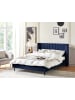 Beliani Doppelbett VILLETTE in Blau/Schwarz - (W) 185 x (H) 115 x (L) 222 cm