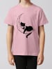 wat? Apparel T-Shirt Katze auf dem Mond in Rosa