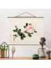 WALLART Stoffbild - Asiatische Vintage Zeichnung Rosa Rose in Rosa