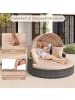 COSTWAY Sonneninsel mit Dach & Tisch Sonnenliege für 2 Personen in Beige