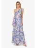 Adrianna Papell Langes Abendkleid Satin Stripe Ankle Dress in Champagne/Blue Multi