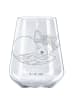 Mr. & Mrs. Panda Glas für Rotwein Wüstenfuchs Blumen ohne Spruch in Transparent