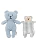 Crochetts Teddy-Bär-Set in Blau / Weiß – (B)26 x (H)31 x (T)7 cm
