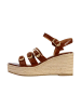 Emilie Karston Talia-Sandalen aus Leder mit Keilabsatz Braun