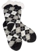 styleBREAKER ABS Kuschelsocken Geometrisch in Karo - Schwarz-Grau-Weiß