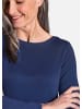 GOLDNER Kurzgröße:  Pullover mit U-Boot-Ausschnitt aus Baumwoll-Viskose-Mix in marine