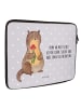 Mr. & Mrs. Panda Laptop Tasche Otter Blumenstrauß mit Spruch in Grau Pastell