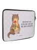 Mr. & Mrs. Panda Notebook Tasche Otter Blumenstrauß mit Spruch in Grau Pastell