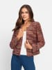 Heine Bouclé-Blazer in rotbraun-ecru-gemustert
