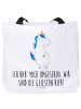 Mr. & Mrs. Panda Tasche Einhorn Mann mit Spruch in Weiß