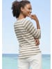 ELBSAND 3/4-Arm-Shirt in creme-taupe gestreift