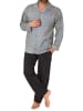 NORMANN Langarm Schlafanzug Pyjama zum durchknöpfen in anthrazit