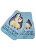 Mr. & Mrs. Panda Autoteppich Pinguin umarmen mit Spruch in Eisblau