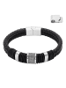 Steel_Art Herrenarmband Lederarmband Kian in Schwarz