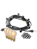 SATISFIRE Garten Party Lichterkette Illu 60x LED Edison Filament Glühbirne 40m schwarz