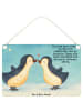 Mr. & Mrs. Panda Deko Schild Pinguin Liebe Design mit Spruch in Weiß