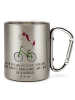 Mr. & Mrs. Panda Edelstahltasse Einhorn Radfahrer mit Spruch in Silber