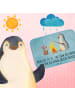 Mr. & Mrs. Panda Badematte Pinguin Lagerfeuer mit Spruch in Eisblau