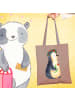 Mr. & Mrs. Panda Tasche Pinguin Blumen ohne Spruch in Braun Pastell