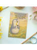 Mr. & Mrs. Panda Postkarte Pinguin Kommunion Design mit Spruch in Weiß