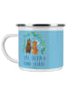 Mr. & Mrs. Panda Camping Emaille Tasse Henna-Abend Magie mit Spruch in Sky Blue