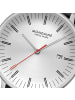 Mondaine Herrenuhr Quarz Doppio mit Lederband Silber / Schwarz