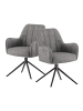 DUBI Möbel 2er-Set: Drehstuhl THOMAS-ZARA in Grau - (B)58 x (H)87 x  (T)62 cm