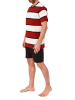 NORMANN Kurzarm Schlafanzug Pyjama Shorty Streifen in rot