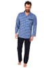 NORMANN Pyjama zum durchknöpfen Karo - 68061 in marine