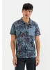 Camel Active Kurzarm Poloshirt mit Allover-Print in Dunkelblau