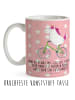 Mr. & Mrs. Panda Kaffeetasse Einhorn Radfahrer mit Spruch in Rot Pastell