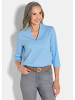 GOLDNER Kurzgröße:  Elegantes Basic-Shirt mit V-Ausschnitt in hellblau