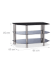 relaxdays Fernsehtisch in Schwarz/Silber - (B)80 x (H)49 x (T)45 cm